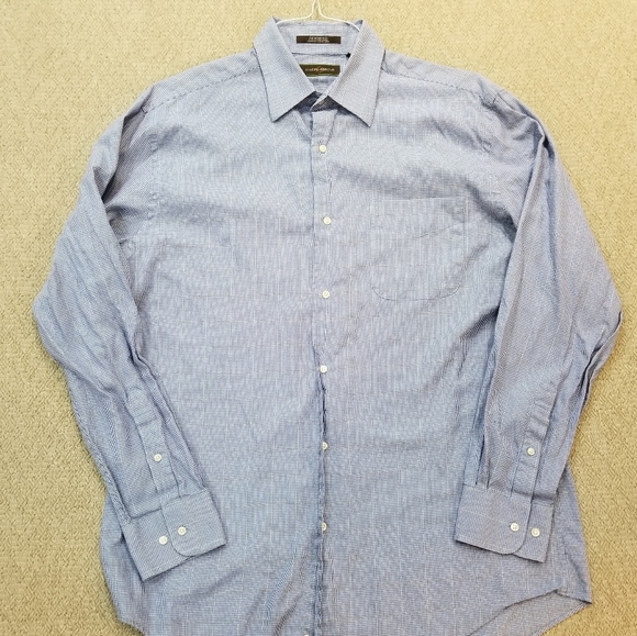 Joseph Abboud Blue Check Dress Shirt 16-34/35 - Picture 12 of 15